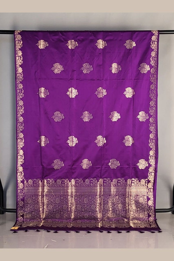 Katan Silk Saree for Wedding Reception- Purple Colour