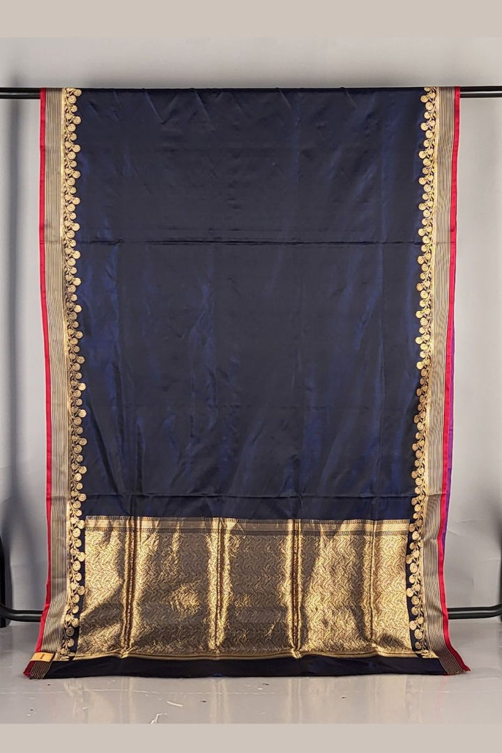 Katan Silk Saree in Navy Blue Colour- Wedding