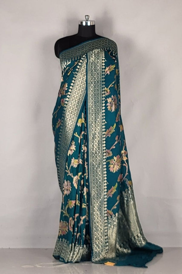 Blue Woven Khaddi Saree in Tussar for Wedding