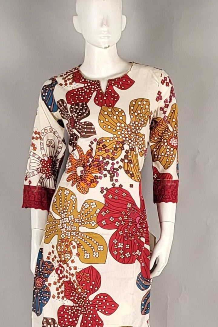 Cotton Co-ord Set with Big Flower Motifs