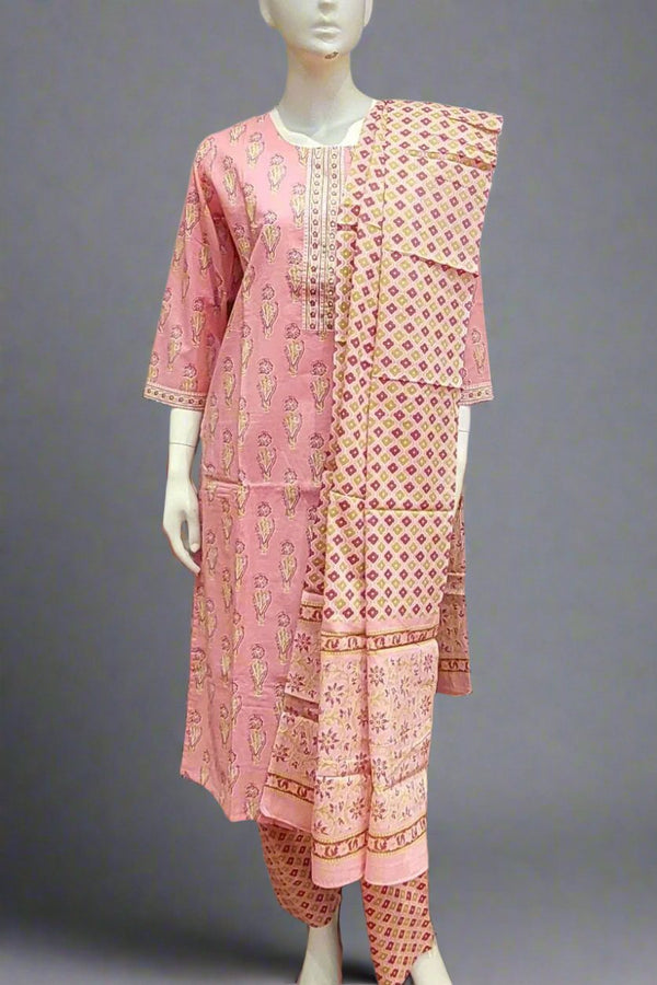 Salwar Suit With Dupatta In Pure Cotton
