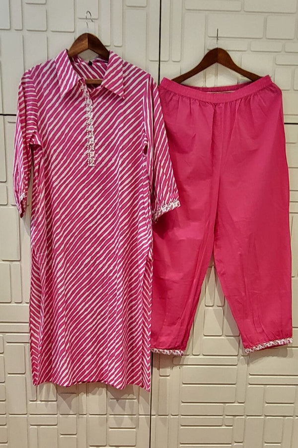 Kurta Pant Set With Leheriya Print