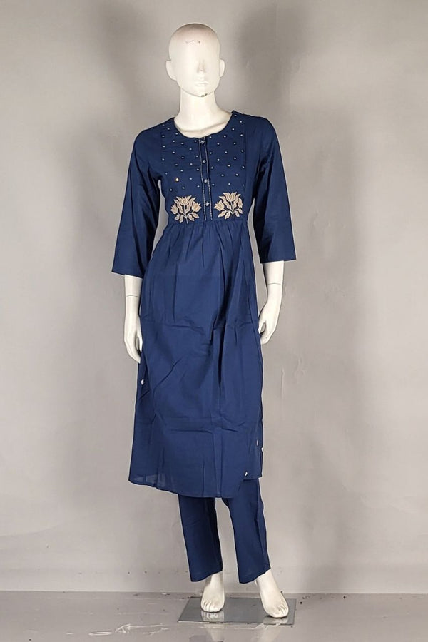 Kurta and Pant Set in Blue Colour Cotton