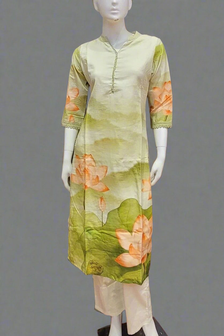 Kurta Plant Set with Dupatta in Cotton Silk