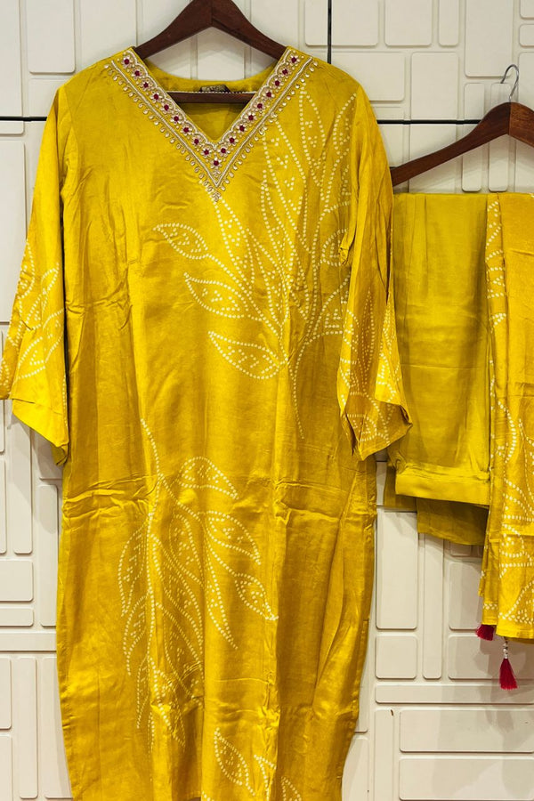 Plus Size Kurta Set In Yellow- 5 XL
