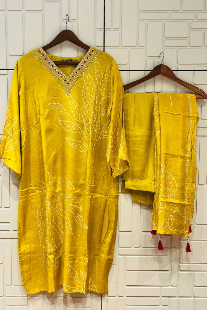 Plus Size Kurta Set In Yellow- 5 XL