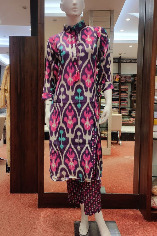 Kurti Pant Set In Purple Color