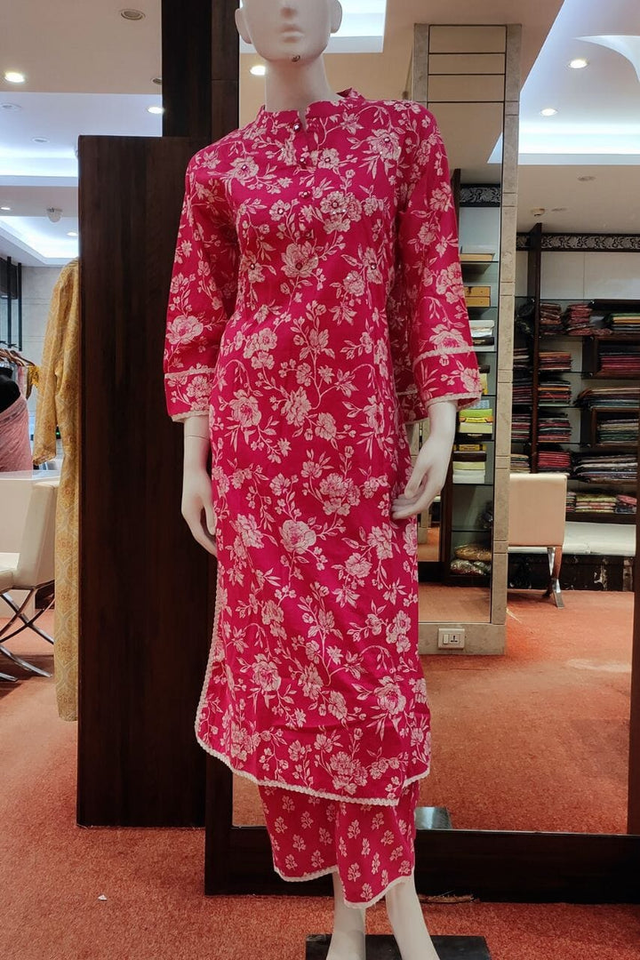 Kurti Pant Set With Floral Printed