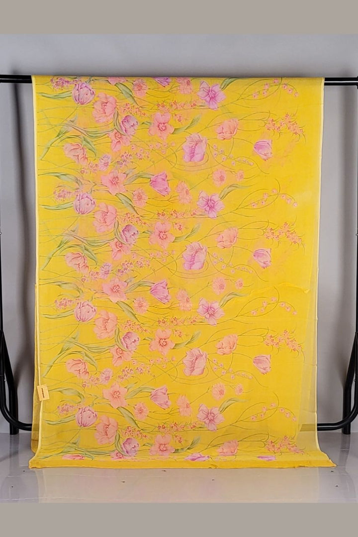 Lightweight Yellow Chiffon Saree – Casual Wear
