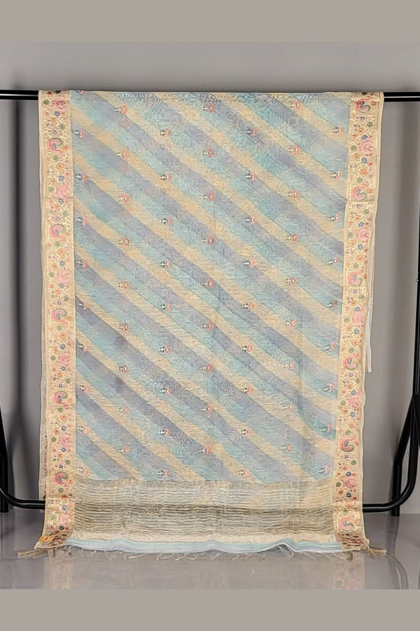 Linen Saree In Light Shade With Woven Work