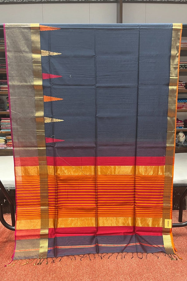 Maheshwari Cotton Saree With Contrast Blouse