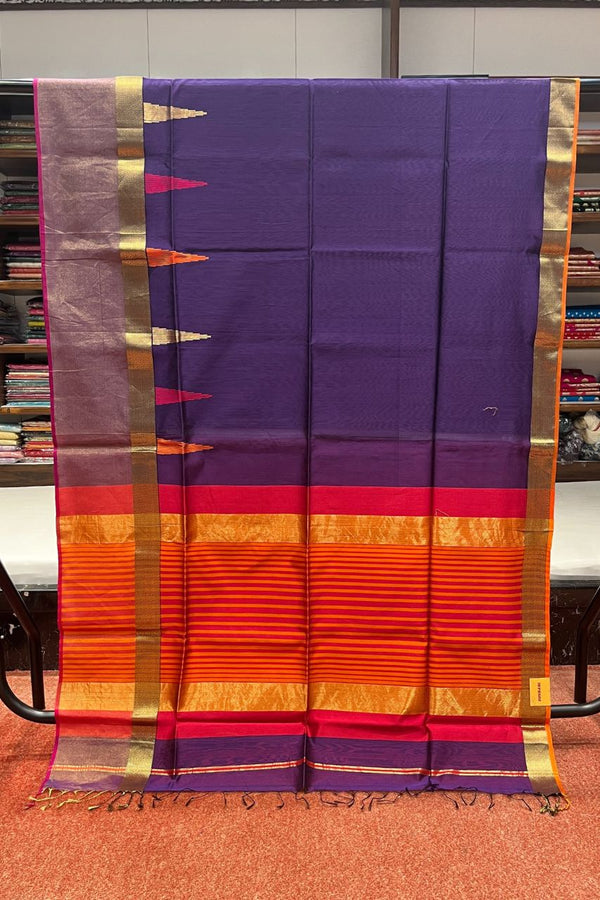 Maheshwari Cotton Saree with Temple Border