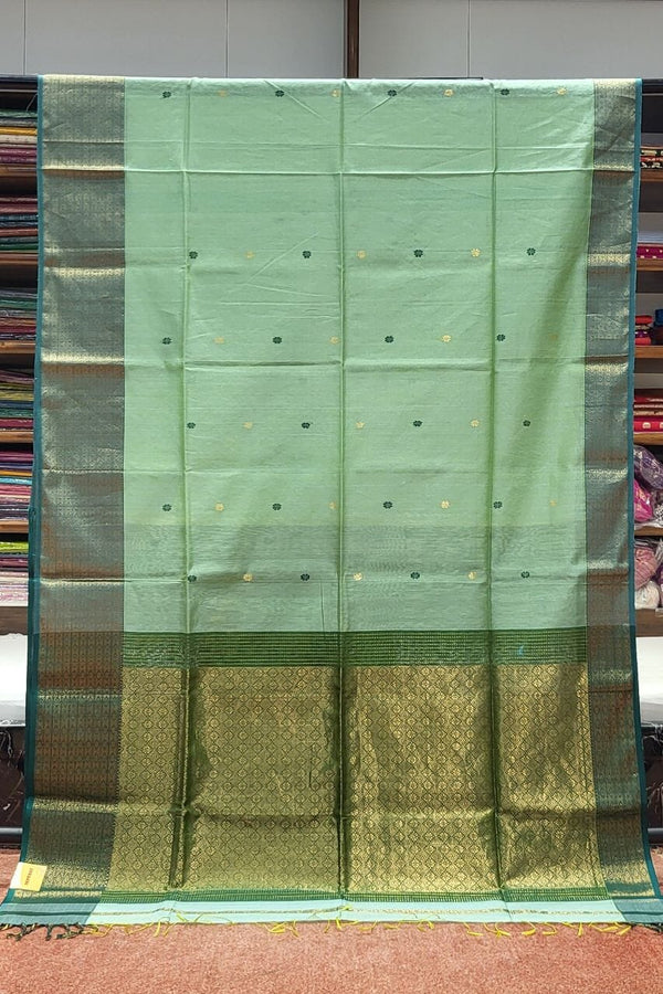 Traditional Saree in Maheshwari Cotton- Green Colour