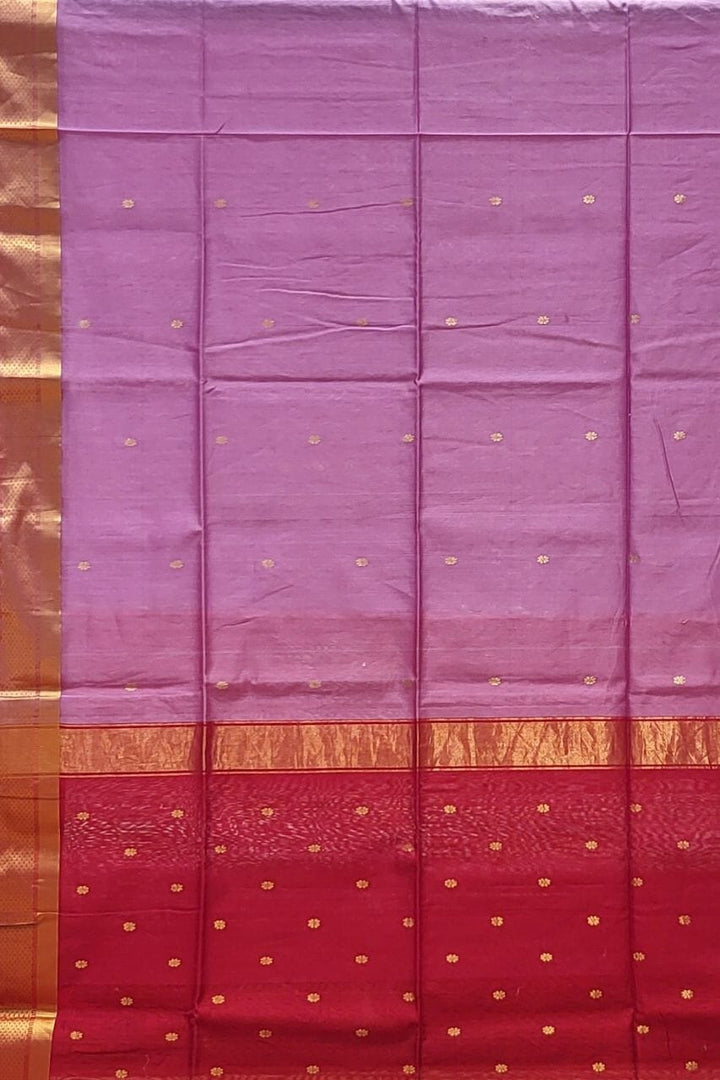 Contrast Saree in Maheshwari Cotton- Booti Work