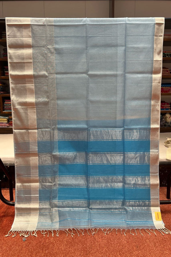Plain Maheswari Silk Saree Stripe Pallu