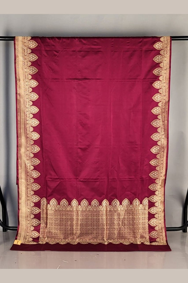 Katan Silk Saree in Maroon Colour for Reception