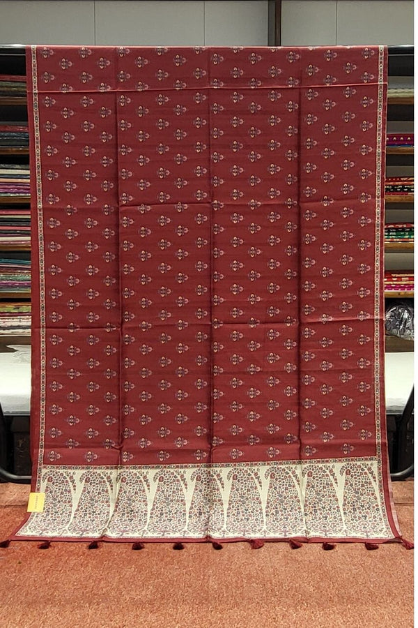 Maroon Tussar Silk Saree