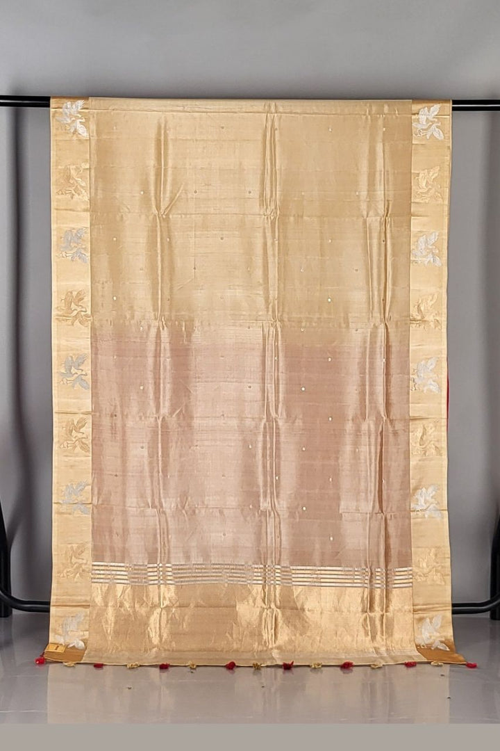 Mashru Katan Silk Saree in WIth Shikargah Motifs