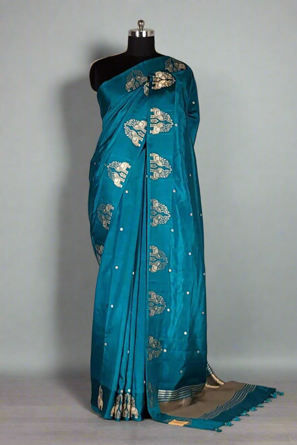 Mashru Katan Silk Saree with Shikargah Work