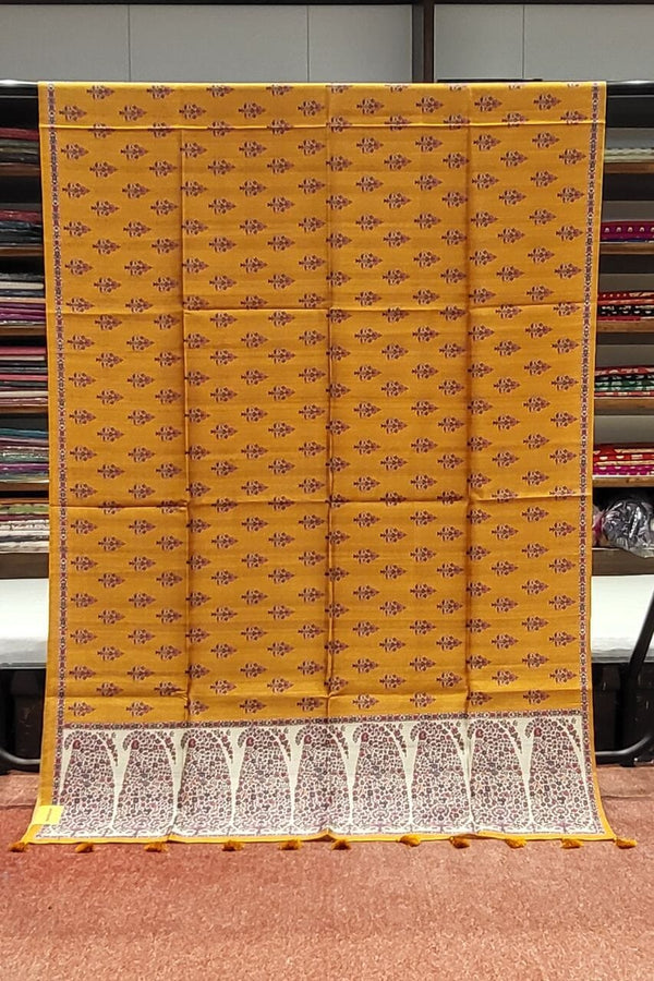 Mustard Color Tussar Silk Saree