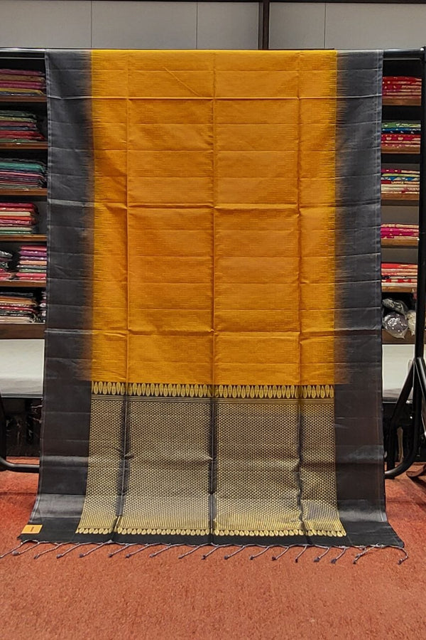 Mustard Yellow Saree In Malai Silk