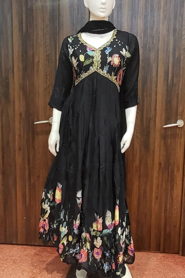 Naira Cut Gown In Black Color