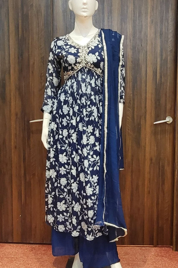 Naira Cut Sharara Set In Blue