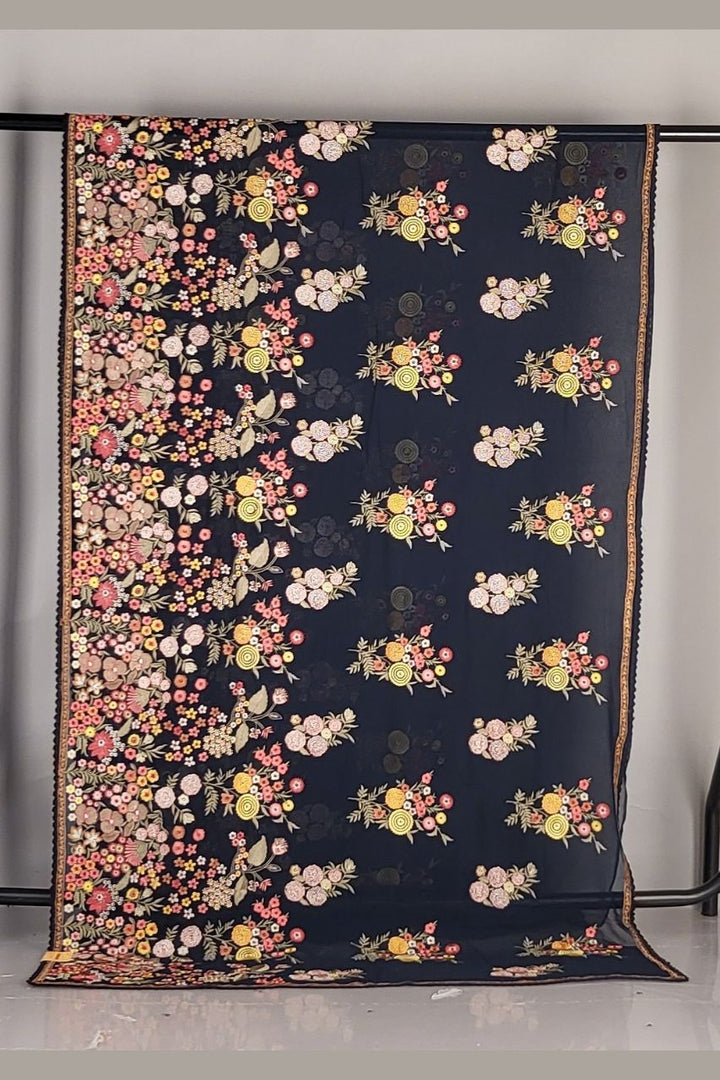 Pure Georgette Saree with Resham Work- Festive Wear