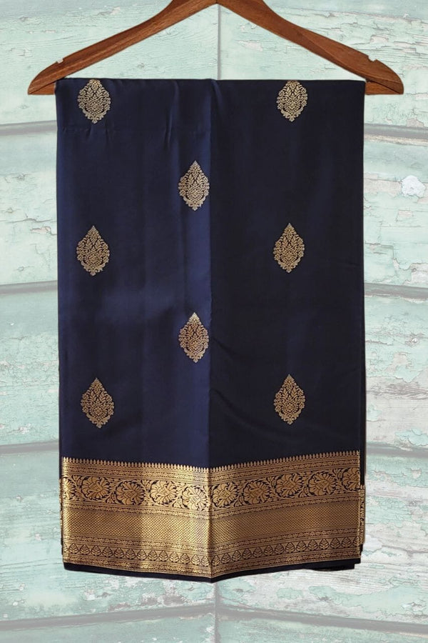 Pure Kanjivaram Silk Saree in Navy Blue Colour