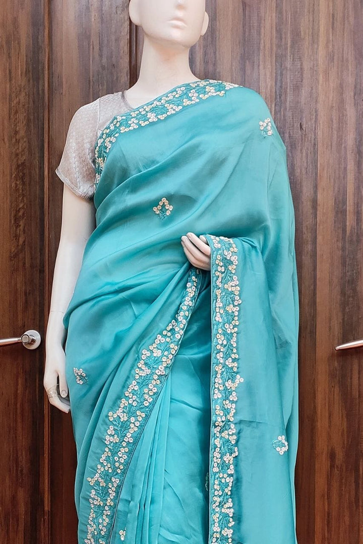 Organza Saree In Blue 