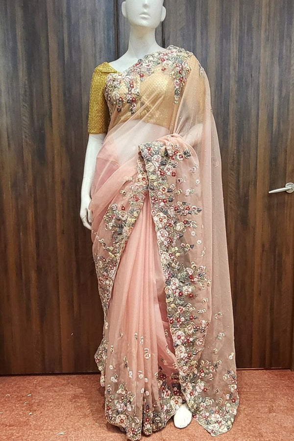 Organza Saree In Peach