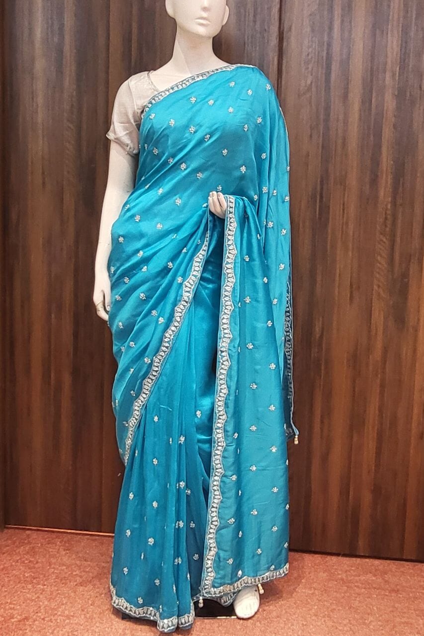 Organza Saree With Cutdana Work