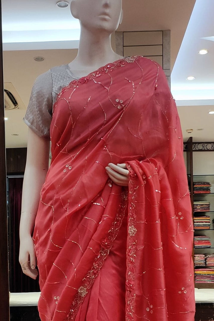 Organza Saree With Sequins 