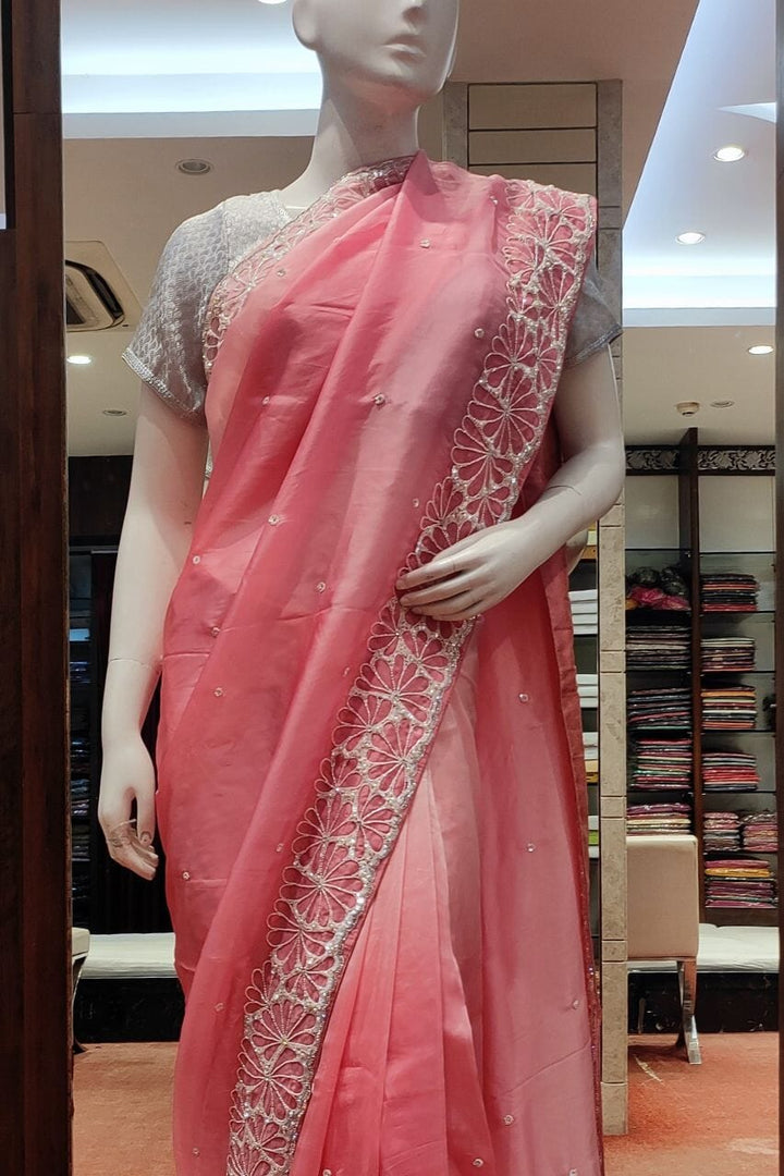 Organza saree In Pink 