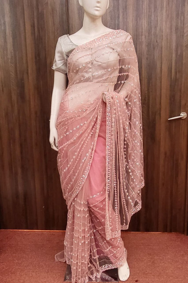 Party Wear Saree In Pink Color