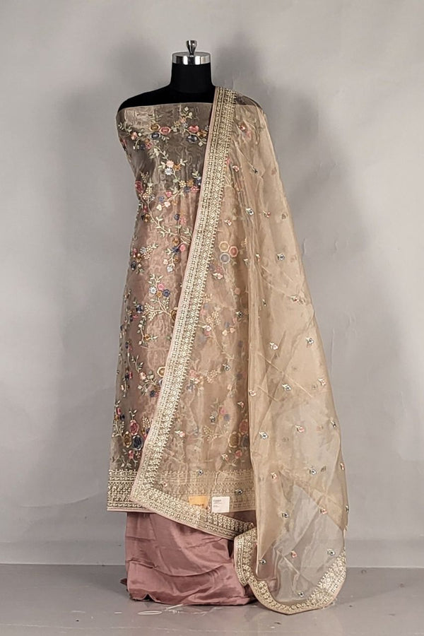 Party Wear Salwar Suit Piece in Tissue Fabric