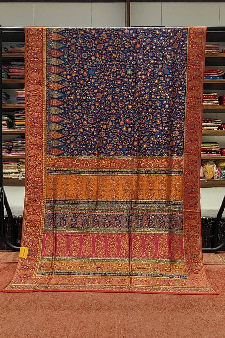 Handwoven Pashmina Silk Saree With Resham Work