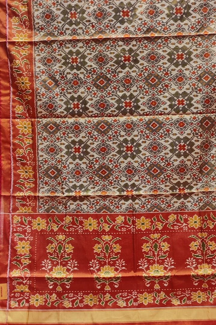 Patola Silk Saree With Contrast Border