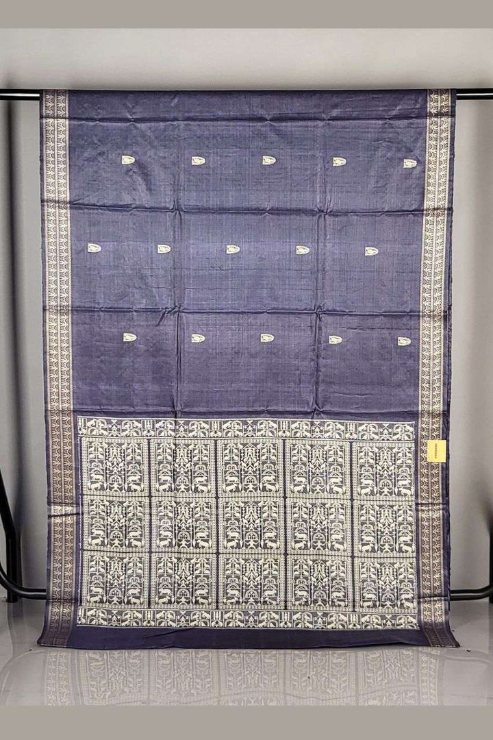 Pichwai Tussar Silk Saree in Blue Colour