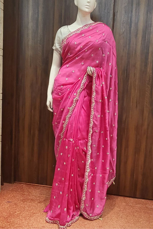 Pink Color Organza Saree