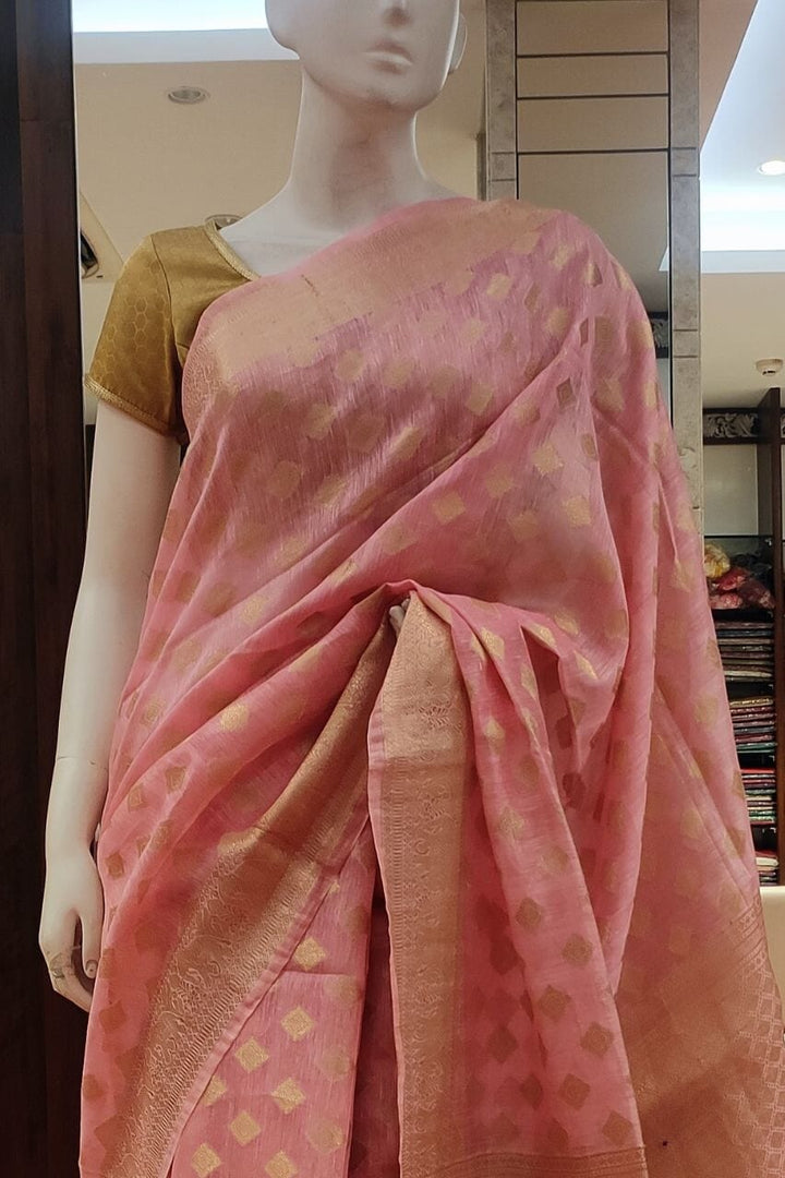 Pink Linen Saree 
