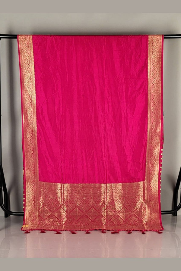 Pink Fancy Silk Saree – Perfect for Puja Hopping