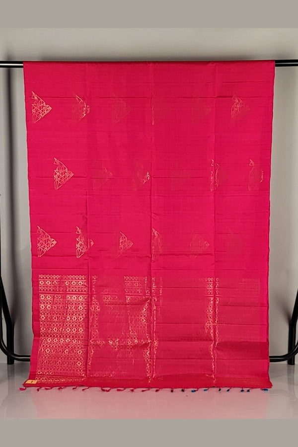 Pink Matka Tussar Silk Saree – Puja Look