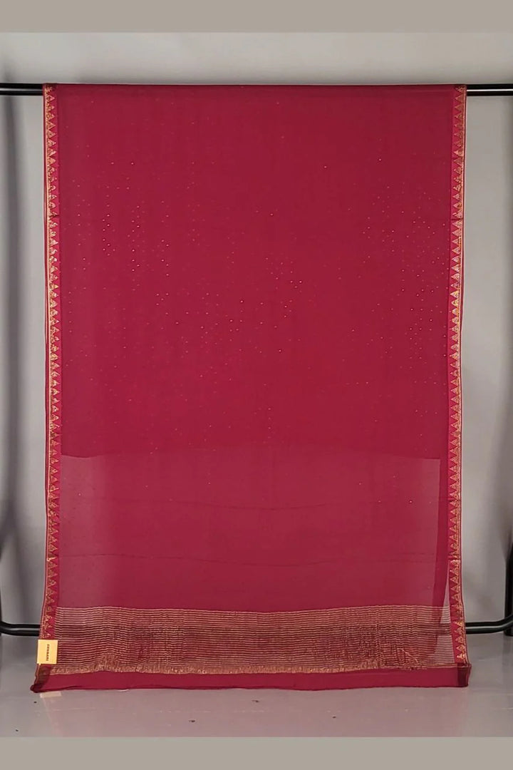 Plain Chiffon Saree with Thin Temple Border