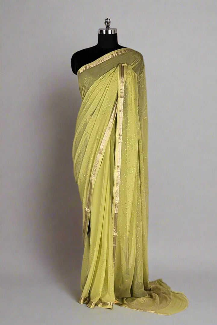 Plain Chiffon Saree with Lace Border