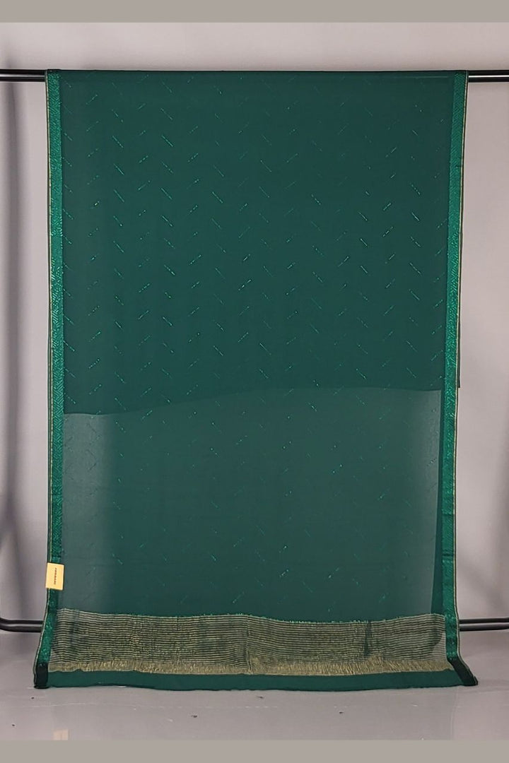 Plain Chiffon Saree with Thin Stone Studded Border