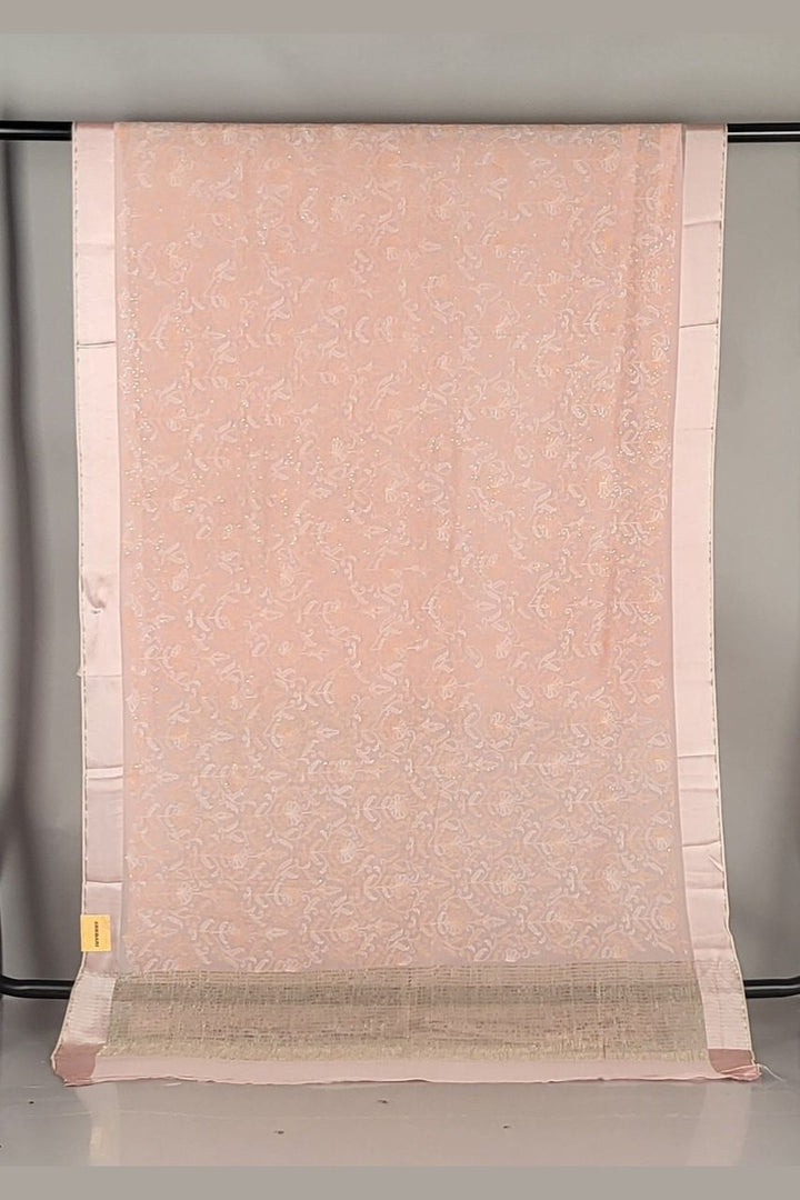 Plain Chiffon Saree with Thread Work – Festive Look
