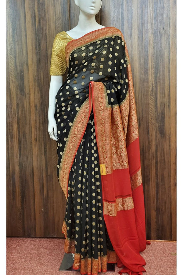 Polka Dot Saree In Georgette