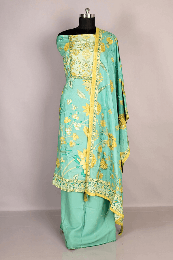 Printed Salwar Suit Fabric with Embroidered Dupatta