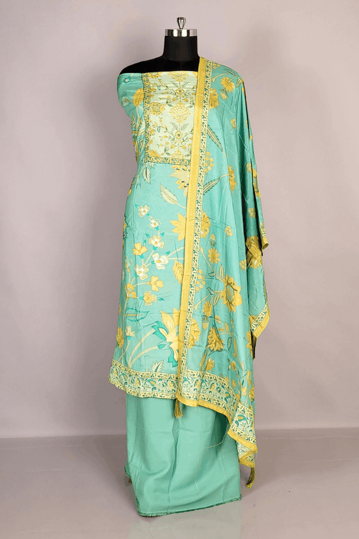 Printed Salwar Suit Fabric with Embroidered Dupatta